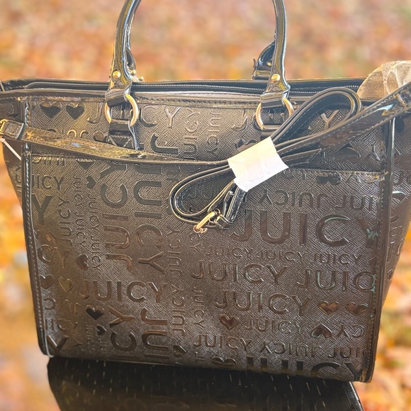 NWT-Juicy Couture Large Black Embossed Logo Tote - Picture 7 of 8